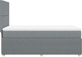 vidaXL Κρεβάτι Boxspring με Στρώμα Ανοιχτό Γκρι 90x190 εκ. Υφασμάτινο