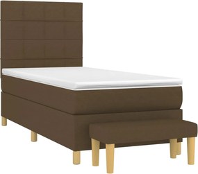 vidaXL Κρεβάτι Boxspring με Στρώμα Σκούρο Καφέ 90x190 εκ. Υφασμάτινο