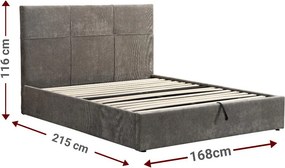 Επενδυμένο κρεβάτι Raziel-Kafe-160x200-Lift-Storage