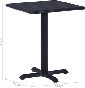 vidaXL Τραπέζι Κήπου Μαύρο 60 x 60 x 75 εκ.