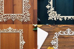 Intra απο ξύλο plywood  Χρώμα wenge 3mm-4mm πάχος - Πακέτο με φλοράλ κορνίζα Δίασταση 20x25 cm INTRAFABR-35954394