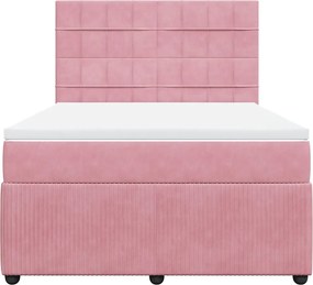 vidaXL Κρεβάτι Boxspring με Στρώμα Ροζ 160x200 εκ. Βελούδινο