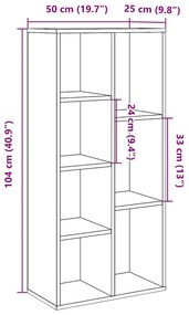 Βιβλιοθήκη Όψη Παλαιού Ξύλου 50x25x104 εκ - Καφέ