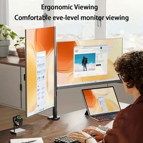 Βάση Γραφείου με Βραχίονα για 2 Οθόνες 15" έως 33" και έως 8kg