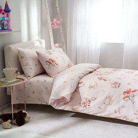 Σεντόνια Παιδικά Tiara Με Λάστιχο (Σετ 3τμχ) Pink Vesta Home Μονό 100x225cm 100% Βαμβάκι