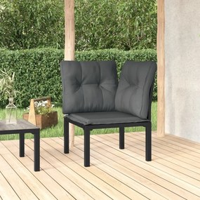 Καρέκλα Κήπου Γωνιακή με Μαξιλάρια Μαύρη / Γκρι από Συνθ. Ρατάν - Μαύρο