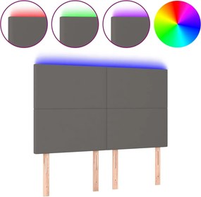 vidaXL Κεφαλάρι Κρεβατιού LED Γκρι 144x5x118/128 εκ