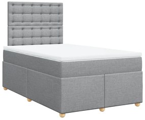 vidaXL Κρεβάτι Boxspring με Στρώμα Ανοιχτό Γκρι 120x200 εκ. Υφασμάτινο