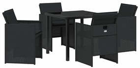 vidaXL Σέτ φαγητού για κήπο 5 pcs Μαύρο συνθετικό ρατάν
