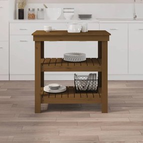 vidaXL Πάγκος Εργασίας Μελί Καφέ 78,5x50x80 εκ. Μασίφ Ξύλο Πεύκο