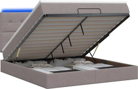 vidaXL Κρεβάτι Ottoman με Στρώμα και LED Taupe 140 x 190 cm Ύφασμα