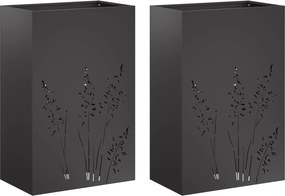 vidaXL Γλάστρα Κήπου 2 τμχ. Μαύρο 50 x 30 x 75 εκ