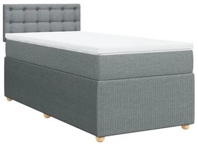 vidaXL Κρεβάτι Boxspring με Στρώμα Ανοιχτό Γκρι 100x200 εκ. Υφασμάτινο