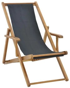Σεζλόνγκ Xurian ξύλο ακακίας φυσικό-πανί pvc μαύρο 67x108x104 εκ.