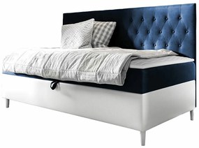 Κρεβάτι continental Baltimore 166, Μονόκλινο, Continental, Μπλε, 90x200, Οικολογικό δέρμα, Ταπισερί, Τάβλες για Κρεβάτι, 98x202x115cm, 79 kg