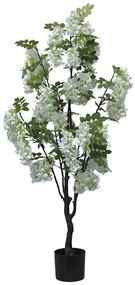Διακοσμητικό φυτό Bean flowers σε γλάστρα Inart λευκό pp Υ125εκ