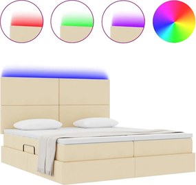 vidaXL LED Κρεβάτι αποθήκευσης με στρώμα Κρέμ 180 x 200 cm Ύφασμα