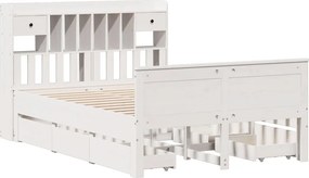 vidaXL Κρεβάτι Βιβλιοθήκη Χωρίς Στρώμα 140x200 εκ Μασίφ Ξύλο Πεύκο