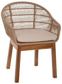 Πολυθρόνα Amora HM9567 64x60x87cm Polyrattan Teak Πόδια Natural-Beige