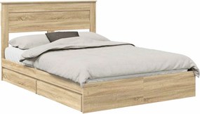 vidaXL Κρεβάτι Αποθήκης Δρύς Sonoma 140 x 200 cm Επεξεργασμένο ξύλο