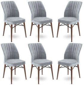 Καρέκλα Flex Babyface (Σετ 6Τμχ) 240CHR1446 45x42x93cm Grey-Brown Μέταλλο,Ύφασμα