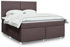 Κρεβάτι Boxspring με Στρώμα Σκούρο Καφέ 180x200 εκ Υφασμάτινο