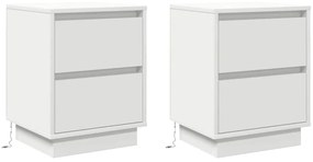 vidaXL Κομοδίνο με 2 pcs Λευκό 39 x 34.5 x 50 εκ. Επεξεργασμένο ξύλο