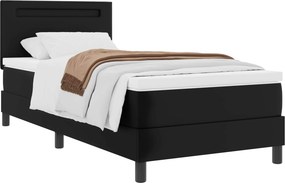 vidaXL Κρεβάτι με ελατήρια με στρώμα Μαύρο 100 x 200 cm Τεχνητό δέρμα