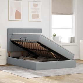 vidaXL Κρεβάτι με αποθηκευτικό χώρο και LED Ανοιχτό γκρι 140 x 200 cm