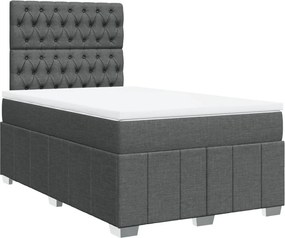 vidaXL Κρεβάτι Boxspring με Στρώμα Σκούρο Γκρι 120x190 εκ Υφασμάτινο