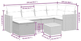 vidaXL Καναπές Σετ 7 Τεμαχίων Μαύρο Συνθετικό Ρατάν με Μαξιλάρια