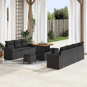 vidaXL Σετ Καναπέ Κήπου 10 pcs Μαύρο συνθετικό ρατάν