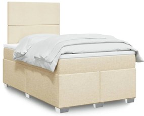 vidaXL Κρεβάτι Boxspring με Στρώμα Κρεμ 120x190 εκ. Υφασμάτινο