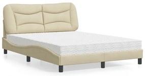 vidaXL Κρεβάτι με Στρώμα Κρεμ 140x200 εκ. Υφασμάτινο