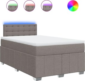 vidaXL Κρεβάτι Boxspring με Στρώμα Taupe 120x200 εκ. Υφασμάτινο