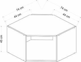 Μονοφυλλη Ντουλαπα Γωνιακη Λευκο KALEO 52x74x235