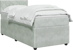 vidaXL Κρεβάτι Box Spring με Στρώμα και LED Ανοιχτό γκρι 90 x 190 cm