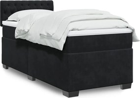 vidaXL Κρεβάτι Boxspring με Στρώμα Μαύρο 90x200 εκ. Βελούδινο