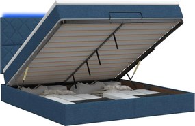 vidaXL Κρεβάτι Ottoman με Στρώμα και LED Μπλε 140 x 200 cm Ύφασμα