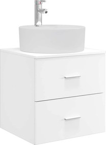 vidaXL Σετ Επίπλων Μπάνιου 5 pcs Λευκό Επεξεργασμένο Ξύλο και Γυαλί