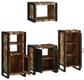 vidaXL Σετ Επίπλων Μπάνιου 4 pcs Πολύχρωμο Στερεό ανακτημένο ξύλο