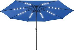 vidaXL Ομπρέλα Κήπου με LED Μπλε Αζούρ 400 εκ.