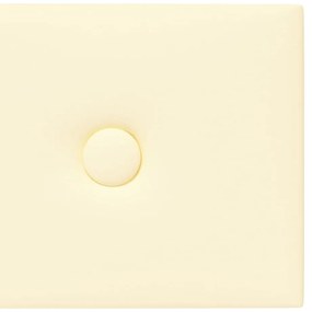 vidaXL Πάνελ Τοίχου 12 τεμ. Κρεμ 90 x 15 εκ. 1,62 μ² Συνθετικό Δέρμα