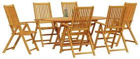 vidaXL Σέτ φαγητού για κήπο 7 pcs Καφέ Μασίφ ξύλο ακακίας