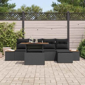 vidaXL Σέτ φαγητού για κήπο με μαξιλάρι 6 pcs Μαύρο, Καφέ