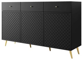 Μπουφές Temerra 3D 162717339 150x42x92cm Black-Gold Μοριοσανίδα, Μέταλλο