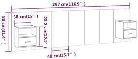 vidaXL Κεφαλάρι Κρεβατιού με Κομοδίνα Καπνιστή Δρυς Επεξεργασμένο Ξύλο