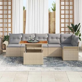 vidaXL Σετ Καναπέ Κήπου με αποθήκευση 7 pcs Μπεζ Πολυ ράταν