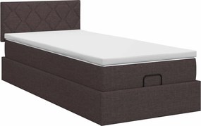 vidaXL Κρεβάτι Ottoman με στρώμα Σκούρο Καφέ 90 x 200 cm Ύφασμα