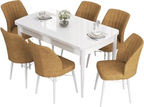 Extendable Dining Table &amp; Chairs Set (7 Pieces) Eva - White, Cappuccino White
Cappuccino
